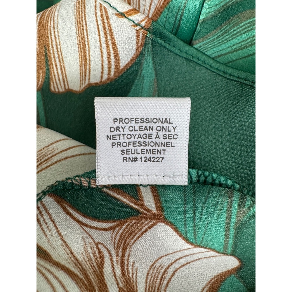 MISA Los Angeles Emerald Green Floral Print Satin Wrap Blouse Top Size S - Picture 8 of 8